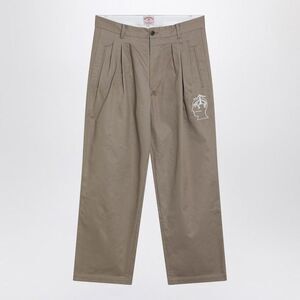 BRAIN DEAD Pleated Front Cotton Twill Pants Men Beige